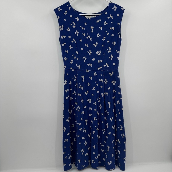 Boden Dress Women 6 Blue Marina Sheath Jersey Sleeveless Floral Midi Stretch - Picture 1 of 10